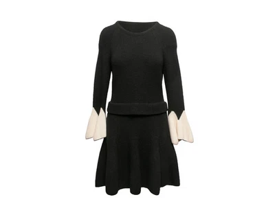 Vestido Suéter Alexander McQueen Blanco y Negro Lana Línea A Talla US XL Foto 1 de 4