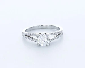 1.6CT Lab-Created Diamond D/VVS1 Round Cut Platinum Prong Split-Band Accent Ring - Picture 1 of 4