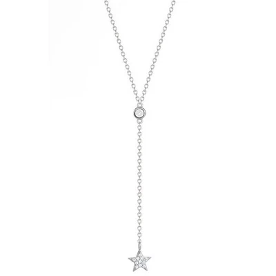 Collar de plata esterlina con cadena de circonita cúbica colgante de estrella elegante estilo brillante de moda NUEVO Foto 1 de 4