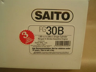 NEW SAITO FG30B GAS 4-stroke engine, muffler, orig. box, papers, tools MSRP $850 - Image 1 of 4