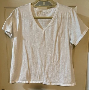 OLD NAVY EveryWear Women’s Size Large White V-Neck Cotton T-Shirt - Picture 1 of 9