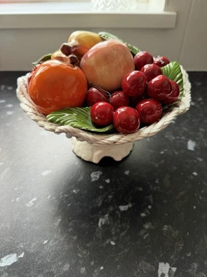 Vintage 1950's Oval Ceramic Ropework Fruit Basket Italian Style High Glaze 1.2kg - Image 1 of 4