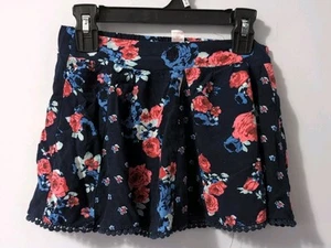 Justice Skirt Skort Girls Size 8 Red White Blue Floral Print Stretch Pull-on - Picture 1 of 4