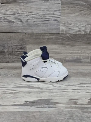 Air Jordan 6 ретро «ПОЛНОЧЬ ТЕМНО-СИНИЙ» ребенка ясельного возраста Baby Shoes размер 8C синий белый - Изображение 1 из 4