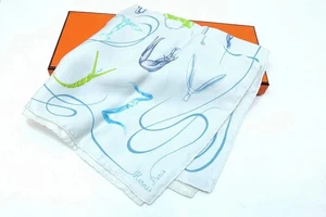 HERMES Petit carre 45 Faune Lettree Alphabet Seidentuch blau mit Etikett Box gebraucht. - Bild 1 von 9