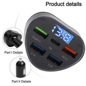 Adaptateur Chargeur Voiture Affichage LED Innovant Prise en charge de Plusieurs - Photo 1 sur 12