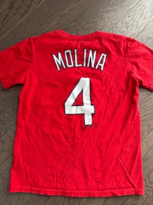 Camisa juvenil masculina de beisebol St Louis Cardinals Molina #4 MLB vermelha - Imagem 1 de 4