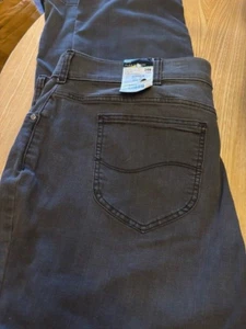 Lee Womens 24W Long Flexible Motion Elastic Waistband Straight Leg Gray Jean NEW - Picture 1 of 6