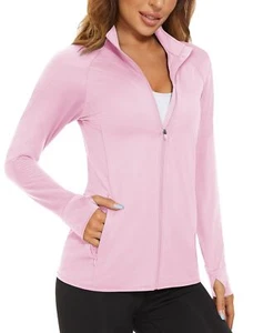 UPF 50+ Womens Shirts Long Sleeve Zip Up Sun Protection Athletic Quick Dry Shirt - Picture 1 of 70