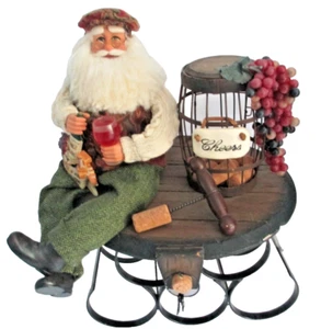 Karen Didion Weihnachten Santa 5 Weinflaschenständer Halter mit Korkenfass Prost - Bild 1 von 16
