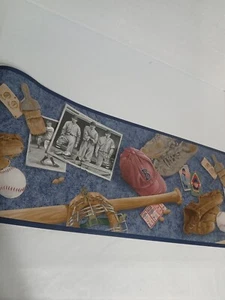 Vintage Baseball Spieler Tapete Bordüre Sportraum/Männerhöhle/Fan Sammler  - Bild 1 von 8