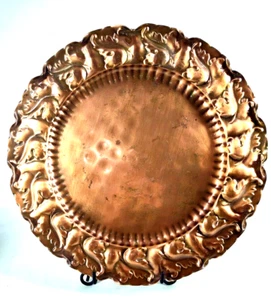 Bandeja para servir de cobre gregoriano de colección plato arte martillado a mano hecho en EE. UU. tamaño 15" - Imagen 1 de 9