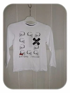 A - Haut T-shirt Blanc Motif Crânes Oxford Junior Taille 8 / 9 ans Neuf - Foto 1 di 4