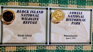 LOT OF # 2 GOLD PLATED STATEHOOD QUARTERS RHODE ISLAND & MASSACHUSETTS - Picture 1 of 24