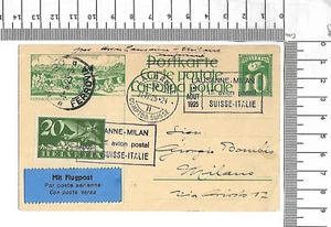 Erstflug Lausanne Milan 1er avion postal suisse italie Ganzsache Kurhaus ; 62006 - Picture 1 of 2