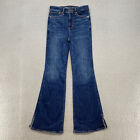 American Eagle Flare Jeans Womens 2 Super High Rise Dark Wash Split Hem Stretchy