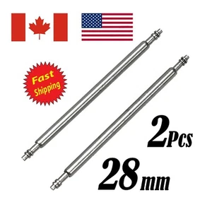 2 Pcs 28mm Watch Band Link Pin Replacement Stainless Steel Double Flanged End. - Foto 1 di 3