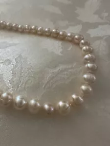 Cultured Pearls  2 cm , 17 in Long, Silver Clasp - Picture 1 of 4