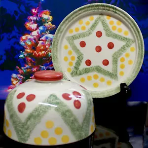 Plato cubierto de cerámica Winterthur con cúpula de queso diseño de arte popular estadounidense - Imagen 1 de 8