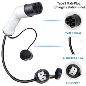 16A EV Charger Type 2 to shuko socket ev plug convertor EVSE Chagring Adapter EV - Foto 1 di 10