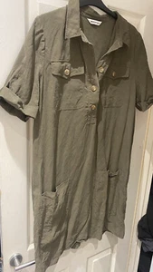 WHISTLES KHAKI GREEN MILITARY STYLE SHIRT DRESS UK 14 - 16* US 12 EU 44 ^ - Picture 1 of 8