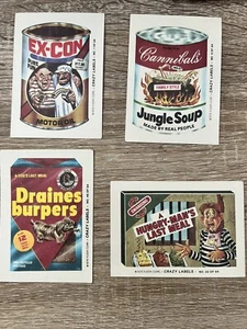 4 Crazy Labels Fleer Corp Cards (circa 1979) - Picture 1 of 2