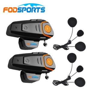 2X 2 Riders Motorcycle Intercom Bluetooth Headset Helmet Communication System FM - Picture 1 of 12
