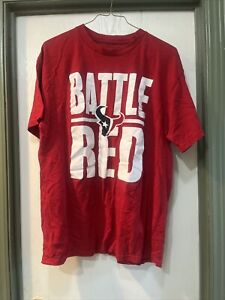Majestic Sz Lg Battle Red Houston Texans T Shirt