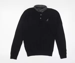 Polo de algodón negro para hombre Kangol talla S botón con cuello - logotipo, bordado - Imagen 1 de 10