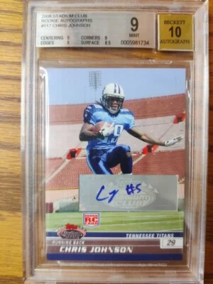 2008 Topps Stadium Club CHRIS JOHNSON Rookie Autographs RC BGS 9 MINT #117 - Image 1 of 4