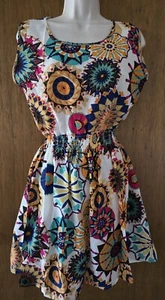 HXY Medium Sleeveless Mini Dress Sundress Cover Up Floral Geometric Multicolor - Picture 1 of 9
