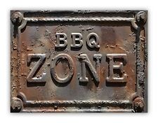 BBQ Zone Metal Garage Sign Patio Garden Grill Flat Print Not Embossed