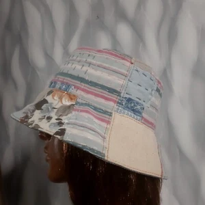 Fabric patchwork hat.Boho lightweight cotton hat in street fashion style - Picture 1 of 11