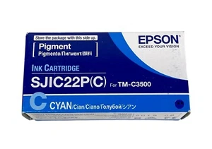Genuine Epson Cyan Ink Cartridge SJIC22P (C) for TM-C3500 (New) - Picture 1 of 5