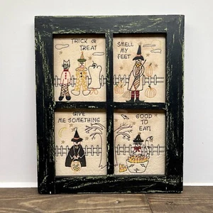 Halloween Framed Embroidery Needlepoint Trick or Treaters Art Decor Quote 8 x 10 - Picture 1 of 8