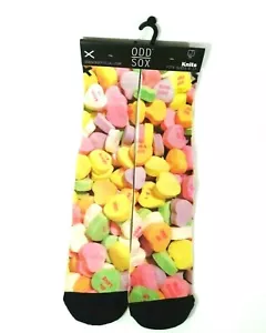Odd Sox VALENTINE'S DAY Candy Hearts Men's Crew Socks Sz 6-13 Fast Free Shipping - Picture 1 of 2