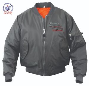 Cessna Caravan on floats Aircraft MA-1 Jackets full embroidered back &crest