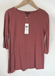 Top Eileen Fisher Petite PS Chutney rosa tencel asimmetrico orlo ventilato NUOVO - Foto 1 di 7