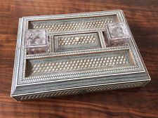 VERY RARE ANTIQUE VIZAGAPATAM INK STAND & DESK TIDY WITH DRAWER IN VGC