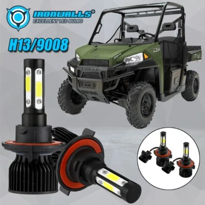 IRONWALLS H13 9008 LED Headlights Dual Beam for Polaris Ranger XP 900 2013-2019 - Image 1 of 4