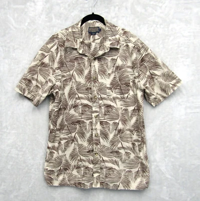 Surf Pendleton Shirt Large Hawaiian  Button Brown Palm Leaf Tropical Tiki Aloha - Image 1 of 4