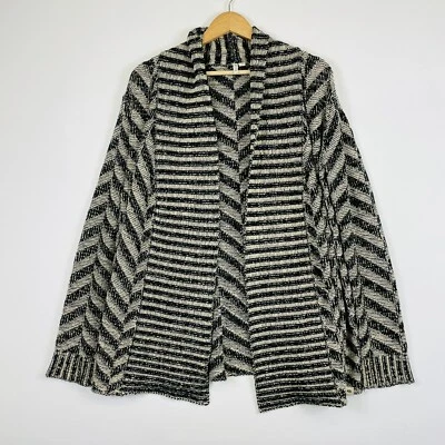 Ripcurl Beige Black Chevron Open Chunky Knit Cardigan Sweater Womens Small - Image 1 of 4