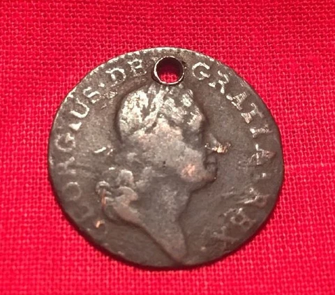 1724 Farthing, Scarcest, King George I, British Woods USA Colonial, Irish: Holed Cover