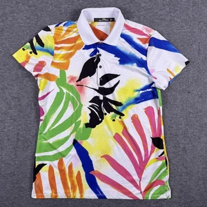 Ralph Lauren RLX Polo Shirt Womens Medium White Multicolor Tailored Fit Golf Top - Picture 1 of 11