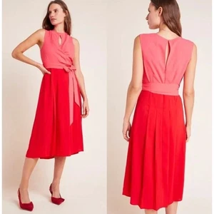 Anthropologie Mare Mare Womens Dress Size S Pink Pietra Colorblock Midi Romantic - Picture 1 of 9