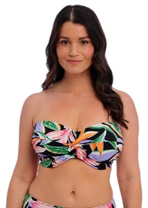 FANTASIE MYKONOS BLACK UNDERWIRE PADDED BANDEAU BIKINI & HIGH BRIEF 32F / 10F M - Foto 1 di 2