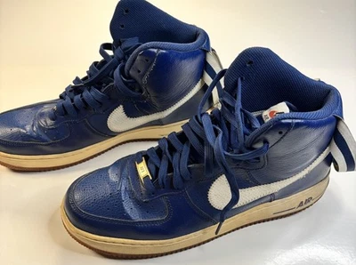 Nike Air Force 1 High ’07 LV8 Blue Leather Sneakers Retro Mens 11 FREE SHIPPING - Image 1 of 4