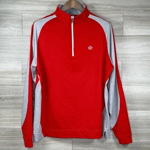 FootJoy Pullover Herren L rot grau Quarter Zip Golf Performance gestreift Stretch FJ - Bild 1 von 12