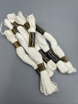 6 Coats & Clark Embroidery Floss #1 White 8 yds Each Boilfast 6 Strand Craft Sew - Image 1 of 4