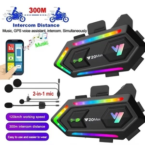 1pc RGB Colorful Mixing Motorcycle Helmet Speakers For 2 Riders - Picture 1 of 12